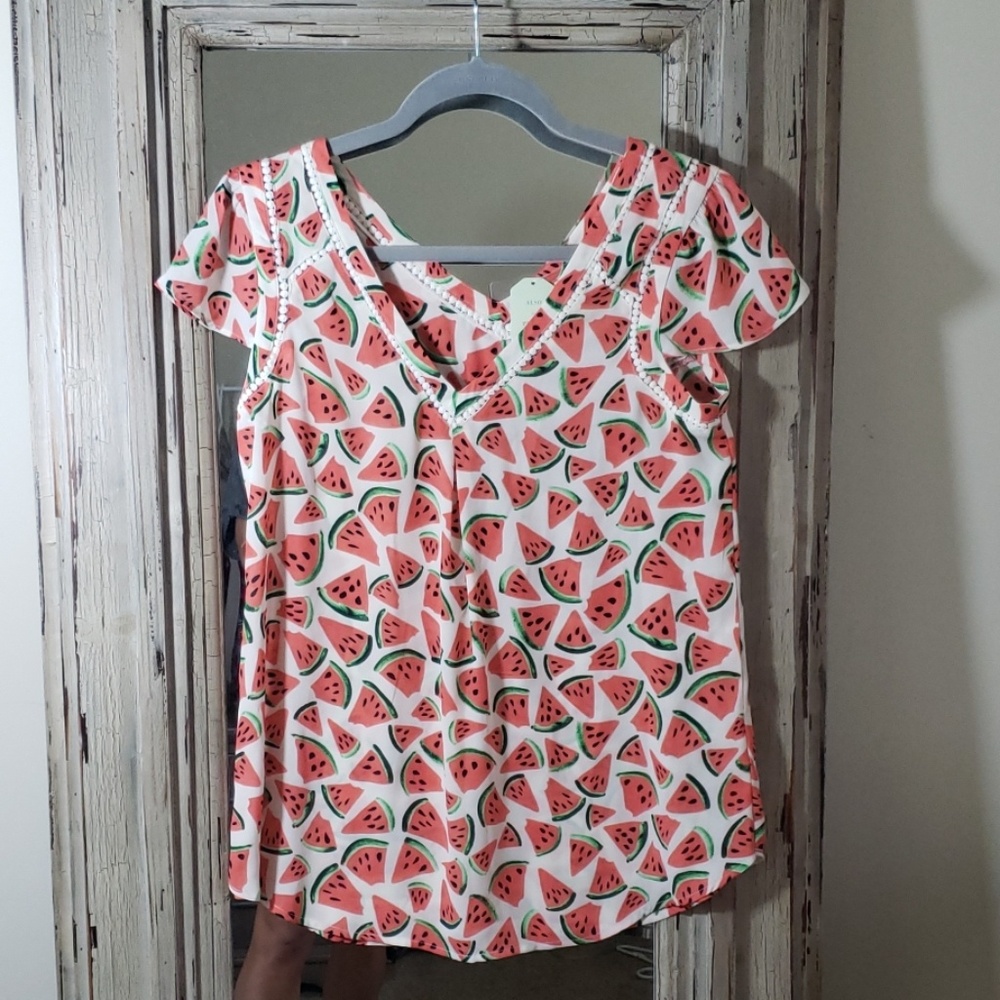 Anthropologie Maeve Watermelon Top